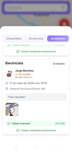 Lista de trabajos urgentes solicitados por usuarios